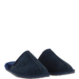 Fenland Classic Mens Suede Sheepskin Slippers Navy/navy