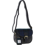 Ashwood Leather & Harris Tweed® Cloth Saddle Bag Black/Watch: TW-26-03-BW