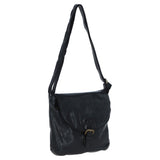 Tablet Friendly Medium Vintage Leather Bag Black: D-91