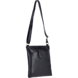 Small Zip Top Vegetable Tanned Leather Cross Body Bag Navy : V-20