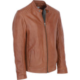 Ashwood Leather Mandarin Collar Men's Biker Jacket Tan: e-16110