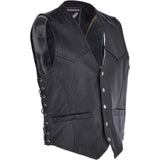 Men's Leather Embossed Laced Waistcoat Black: W/COAT LTR