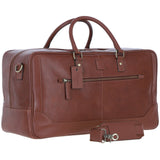 Mens Leather Holdall Weekend Bag Chestnut: CALVIN