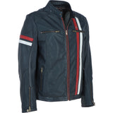 Gabicci Mens Leather Jacket Navy: GB McQueen