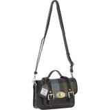 Ashwood Leather & Harris Tweed® Cloth Small Satchel Bag with Twist Lock Brown/Mcload: TW-33-01-BM