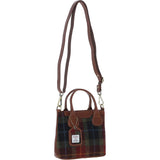 Ashwood Leather & Harris Tweed® Cloth Handbag with Removable Crossbody Strap Tan/Green/Red: TW-21-08-TR