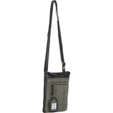 Authentic Ashwood Leather & Harris Tweed® Cloth Crossbody Bag Brown/Green: TW-29-09-BG