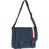 Gabicci Leather Messenger Bag with Striped Detail Navy: GB-64951