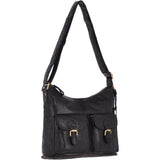 Vintage Two Pocket Leather Shoulder Bag Black – G21