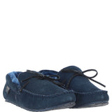 Fenland Classic Mens Suede Sheepskin Maverick Slippers Navy