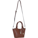 Leather Shoulder Bag with Detachable Crossbody Strap 2 Tone Tan: 64739