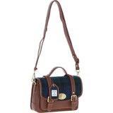 Ashwood Leather & Harris Tweed® Cloth Medium Satchel Bag with Twist Lock Tan/Watch: TW-34-04-TW