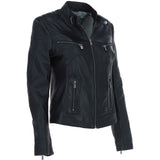 Leather Biker Jacket Black: G 2131