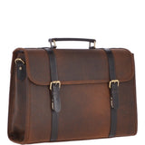 Vintage Oily Hunter Leather Briefcase Brown: Walter