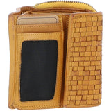 Vintage Woven Leather 7 Card Purse Yellow:  D-82