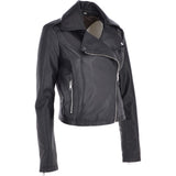 Short Leather Biker Jacket Black: 6617