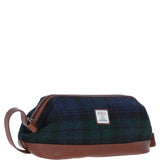 Ashwood Leather & Harris Tweed® Cloth Unisex Washbag Tan/Watch: TW-40-04-TW