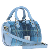 Ashwood Leather & Harris Tweed® Cloth Small Barrel Bag Baby-blue/Blue: TW-61-19-BB