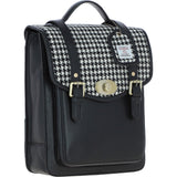 Ashwood Leather & Harris Tweed® Cloth Medium Backpack with Twist Lock Black/White: TW-37-012-BW