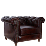 Exquisite Ashwood Leather Chesterfield Single Sofa Chestnut: LF-182