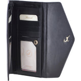 Vegetable Tanned Note, Coin & 8 Card Envelope Purse Black: V-63