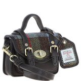 Ashwood Leather & Harris Tweed® Cloth Micro Satchel Bag with Twist Lock Brown/McLoad:TW-36-01-BM