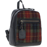 Authentic Ashwood Leather & Harris Tweed® Cloth Backpack Black/Green/Red: TW-28-07-BR