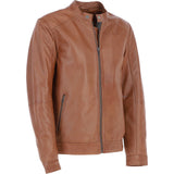 Ashwood Leather Mandarin Collar Biker Jacket Tan: AMJ-31