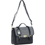 Ashwood Leather & Harris Tweed® Cloth Large Satchel Bag with Twist Lock Black/White: TW-35-12-BW