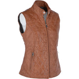 Diamond Quilted Leather Gilet Cognac: RIGDEN GILLET