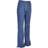 Women's Flared 60's Snake Print Leather Jeans Blue: 4053