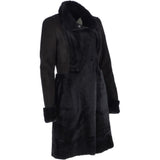 Ladies  Suede Sheepskin Coat Black: 30199