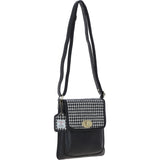 Ashwood Leather & Harris Tweed® Cloth Twist Lock Crossbody BagBlack/White: TW-31-012-BW