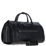 Premium Leather Holdall with Detachable Shoulder Strap Black: pl-49