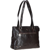 Velutto Eleganza' Zip Mid Section Real Leather Shoulder Bag Brown/croc: 52234