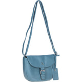 Leather Flap Shoulder Bag Avio Blue: Limerick