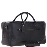 Mens Leather Holdall Weekend Bag Black: CALVIN