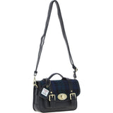 Ashwood Leather & Harris Tweed® Cloth Small Satchel Bag with Twist Lock Black/Watch: TW-33-03-BW