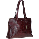 Women’s Large Croc Finish Leather Bag Bordo/croc: 22-064/R