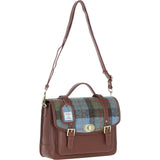 Ashwood Leather & Harris Tweed® Cloth Large Satchel Bag with Twist Lock Tann/Mcload: TW-35-02-TM