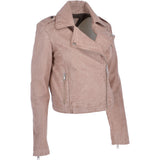 Short Leather Biker Jacket Stone: 6617