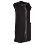 3/4 Length Toscana Suede Leather Gilet Black : Gerel