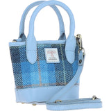 Ashwood Leather & Harris Tweed® Cloth X-Small Barrel Bag Blue/Lt-Blue: TW-63-19-BB