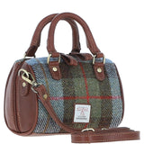 Ashwood Leather & Harris Tweed® Cloth Small Barrel Bag Tan/Mcload: TW-61-02-TM