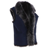 Reversible Toscana Suede Leather Gilet Navy/snowtip: KB-42
