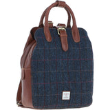 Ashwood Leather & Harris Tweed® Cloth Multi-Pocket Backpack Tan/Navy: TW-66-11-TN