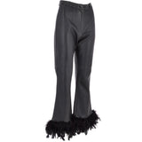 Women's Duck Feather Flared 60's Leather Jeans  Black: DUCK JEANS