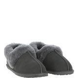 Women's Classic  Suede Sheepskin Cuff Slippers Grey: LADIES CUFF SLIPPERS