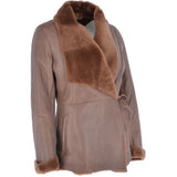 Women's Shearling Sheepskin Jacket Brown: KB-10275