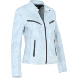 Leather Biker Jacket White: G 2131